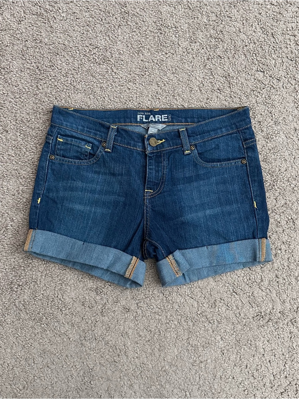 New York & Company Dark Blue Denim Cuffed Shorts Womens 4